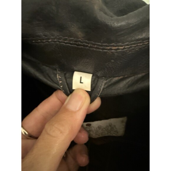 4 Openers Size L Mens Leather Jacket Motorcycle Black Biker Heavy Belt Cafe - Picture 6 of 8